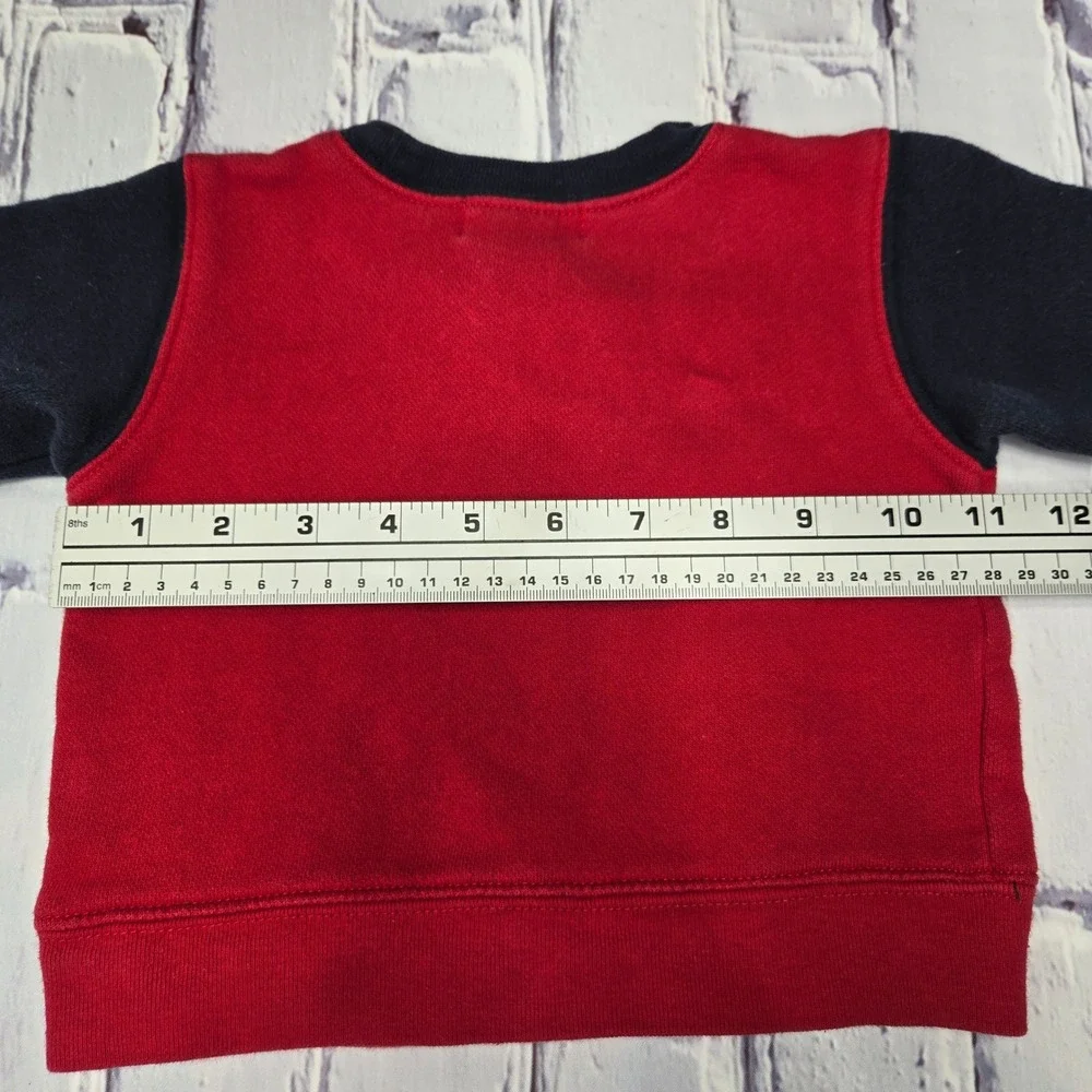 Vintage Y2K Ralph Lauren Baby Red Navy Blue Polo Sweatshirt‎ 3-6M Cotton Blend